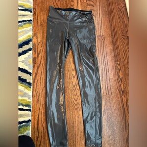 GapFit Sky High Rise Power Shine Leggings Medium Tall Gunmetal Grey